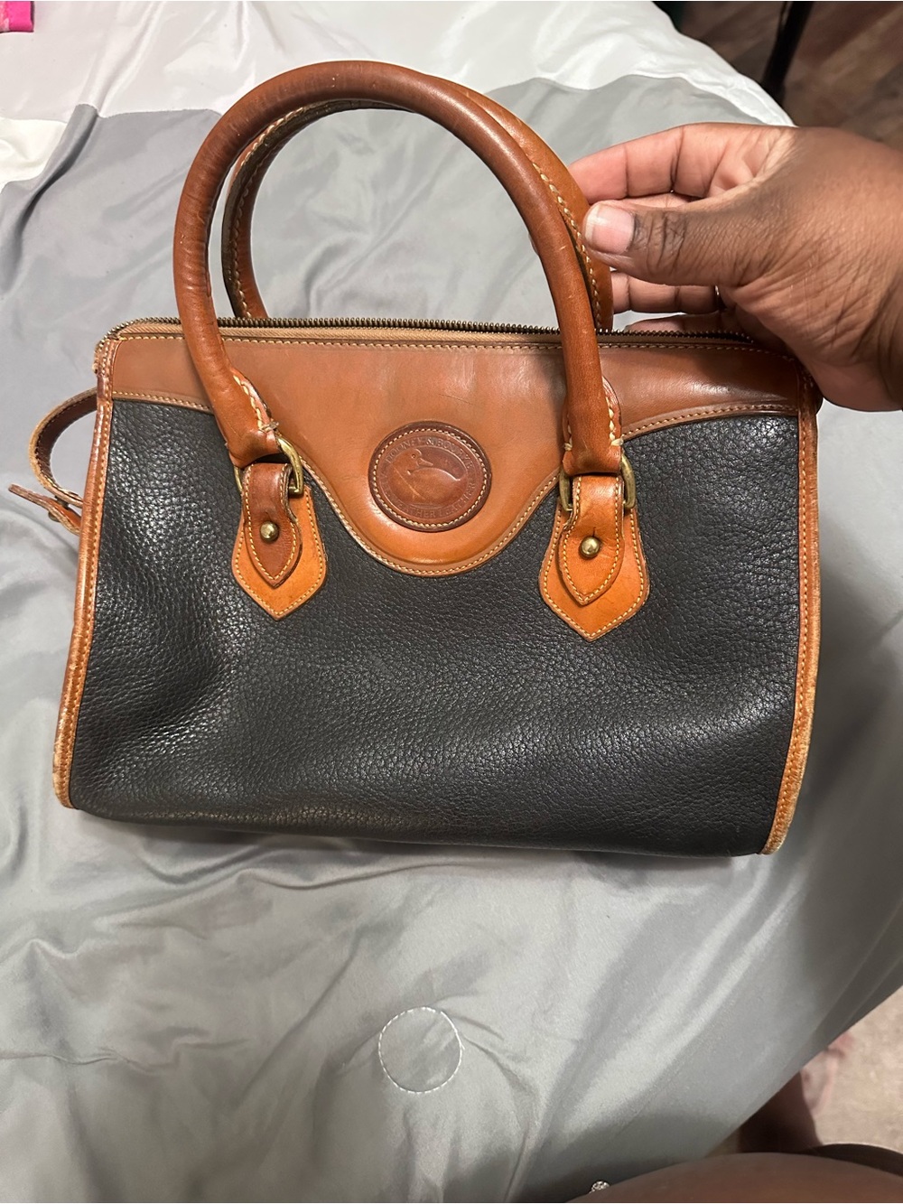 Dooney & Burke Classic Two-Tone Leather Satchel - Brown & Tan